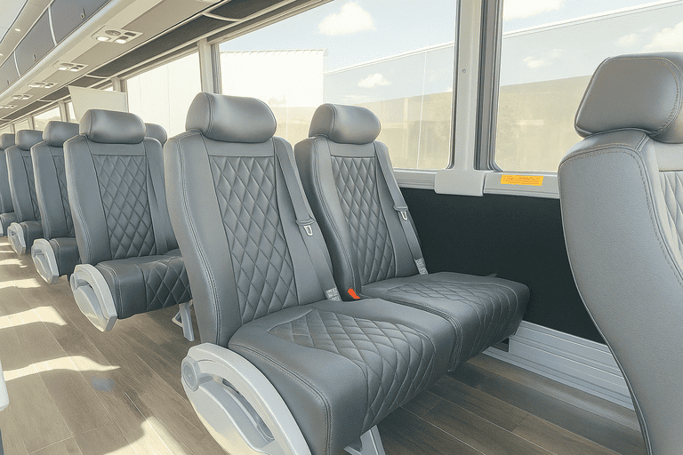 interior of Chino Minibus Company charter bus