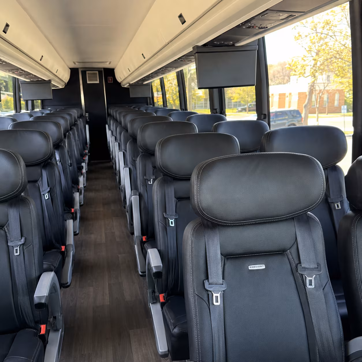 chino 45 passenger charter bus inside